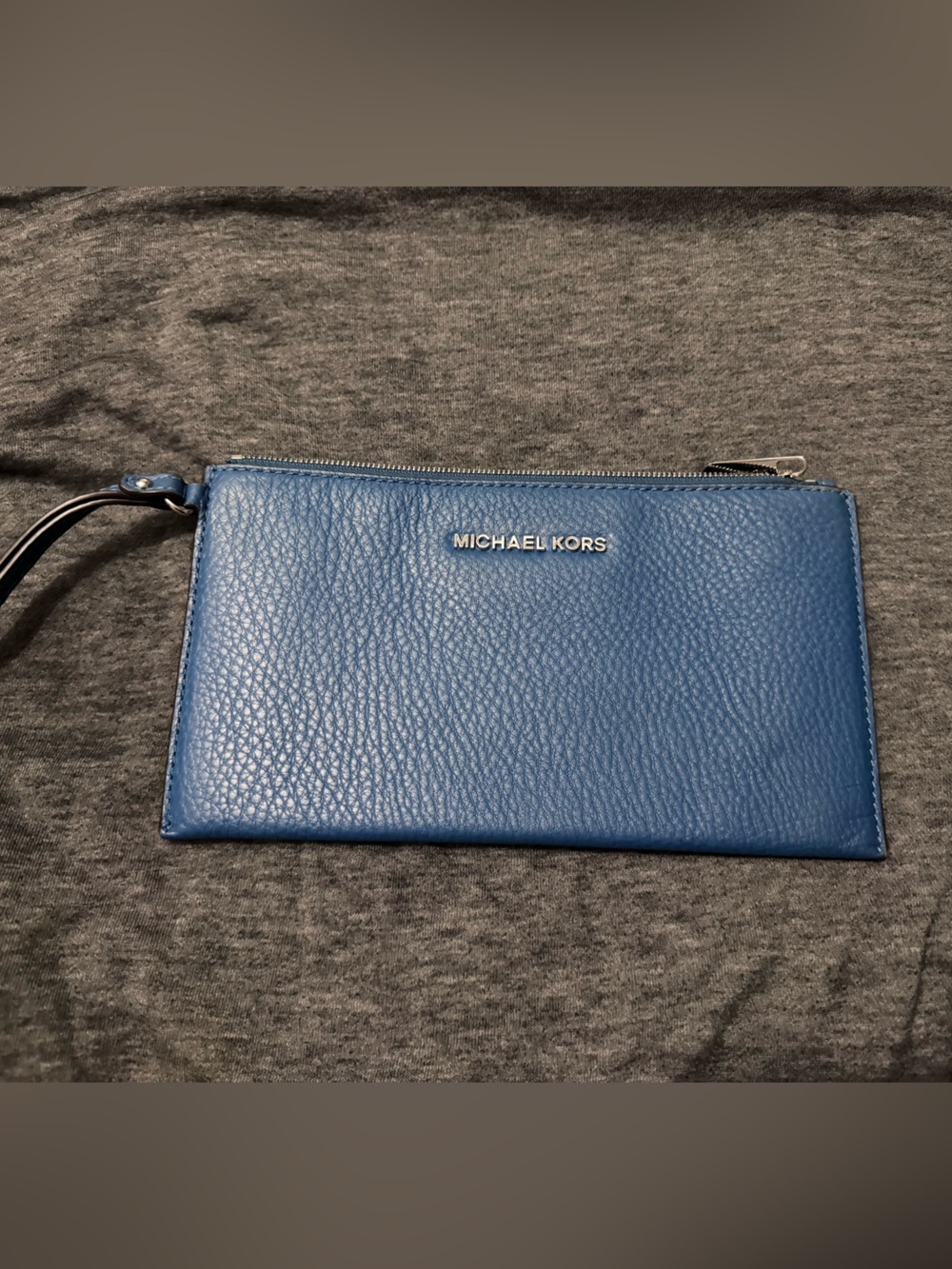 Michael Kors Cobalt Blue Pebbled Leather Wristlet